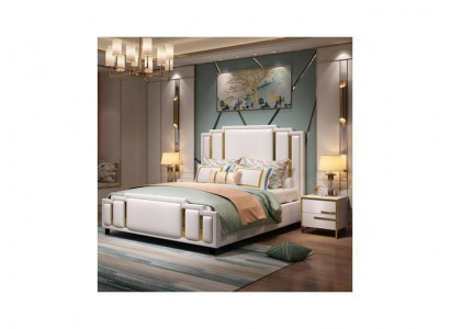 Luxe slaapkamer set Designbed 2x Nachtkastje Hout Compleet 3-delig
